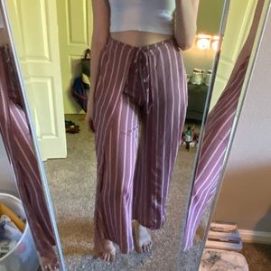 pink & white striped flowy pants